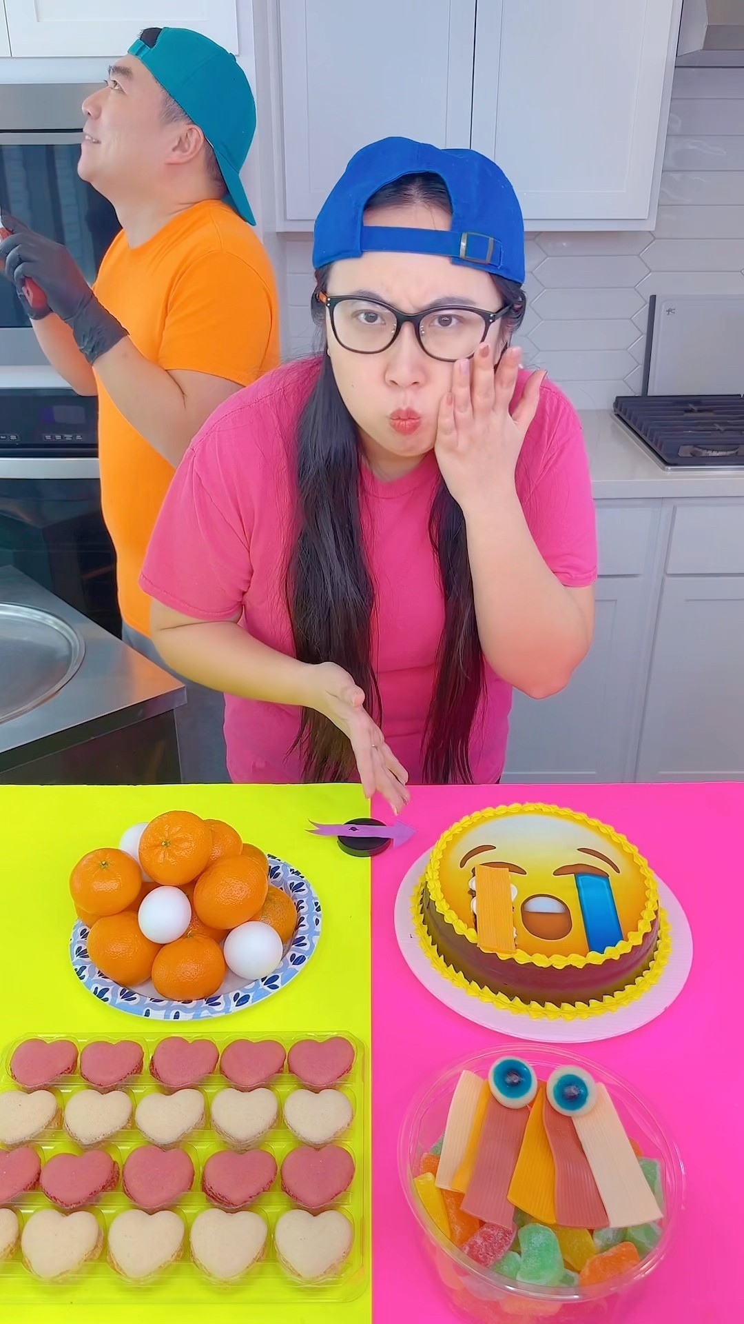 Emoji cake vs Egg ice cream challenge!? 058#emoji #funny by Ethan Funny Family