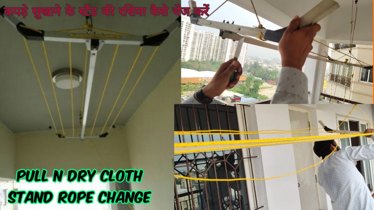 how to change rope Pull n Dry Stand, cloth stand repair, celling cloth  stand rope change