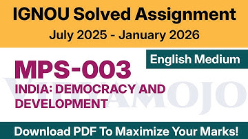 IGNOU MPS 003 Solved Assignment 2025-26 English Medium PDF Download