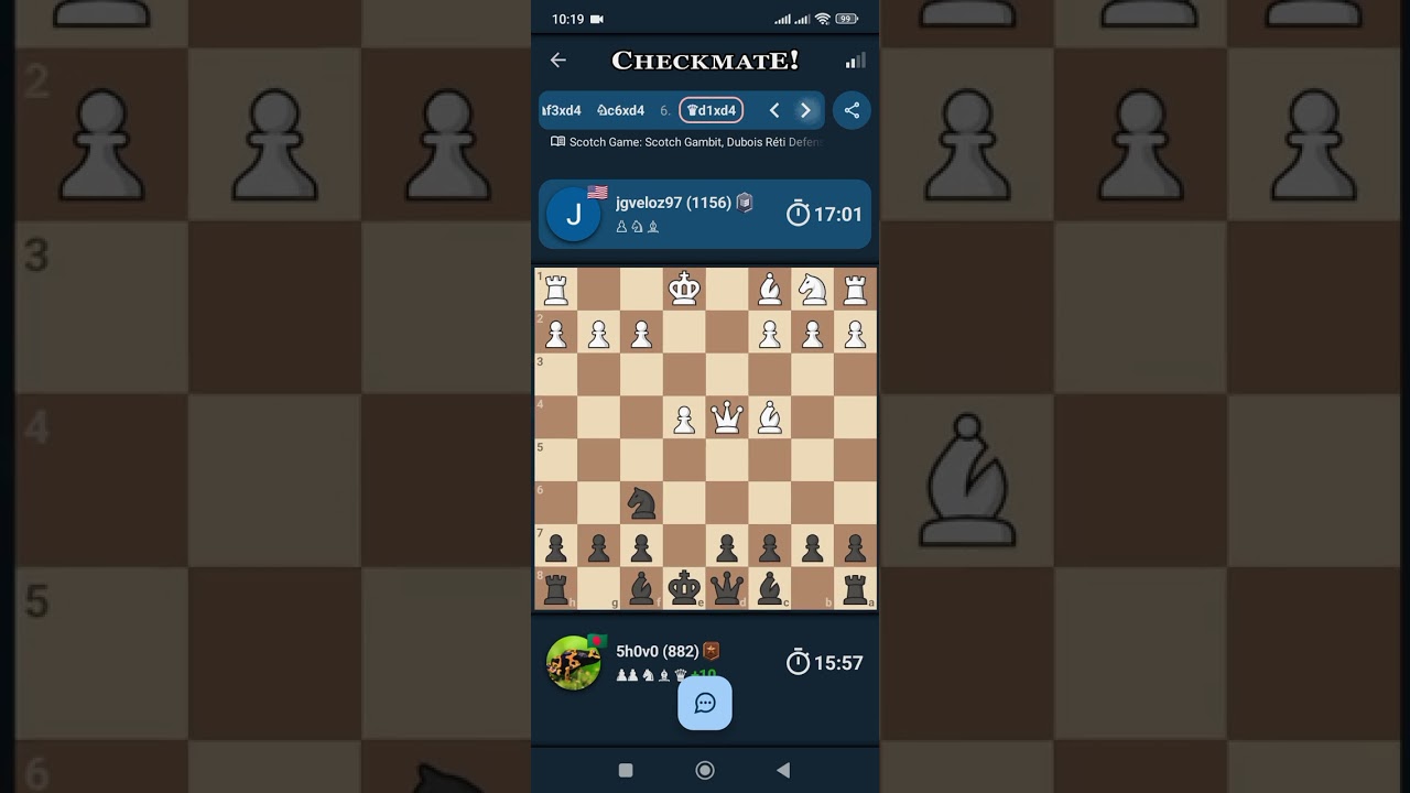 Queen Blunder Ends the Game! | Scotch Gambit: Dubois–Reti Defense | Instant Resignation