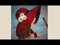 Lady in Red hat step by step Acrylic painting for beginners| Beautiful girl painting| Priyaartstudio