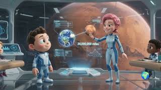 Tiny world Tiny Spaceship Classroom in Space Telling Students about Planets of Solar system