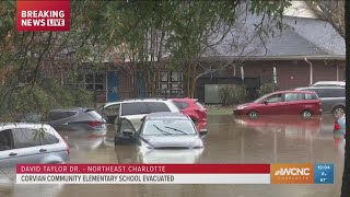 Cars underwater during record floods in Charlotte, North Carolina