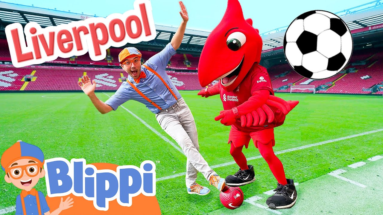 ⁣Blippi Plays Soccer at the Liverpool Football Club! Sports Videos for Kids