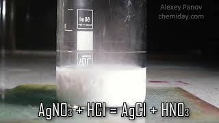 AgNO3 + HCl → AgCl + HNO3 | Реакция нитрата серебра(I) и хлороводорода