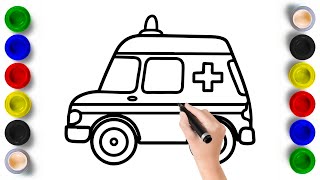 Ambulance Painting & Coloring Page Marker Pen For Kids & Toddlers_ Child Art