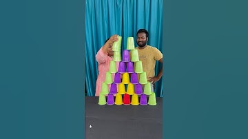 Sister vs Brother Money Cup Pyramid Challenge #shorts #Game