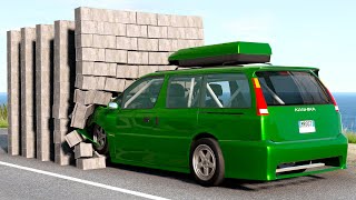 Cars vs Brick Wall - BeamNG.drive