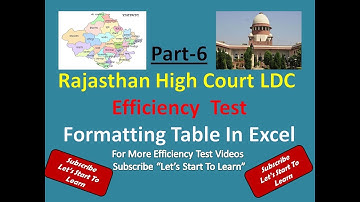RSMSSB LDC EFFICIENCY/High Court LDC  Table Formatting In Excel  | Efficiency (Typing) Test Part-6