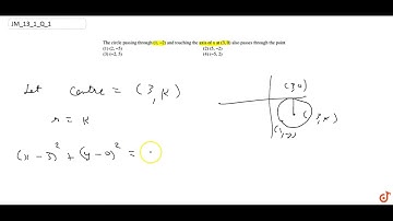 The circle passing
  through (1, -2) and touching the axis of x at (3, 0)
  also passes through th