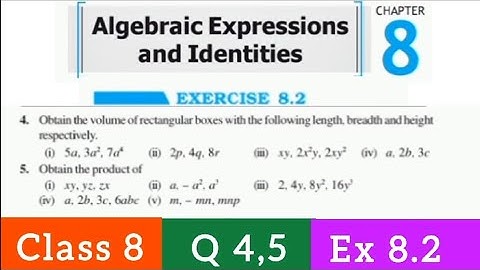 "Class 8 Maths | Q 4,5 Ex 8.2 | Chapter 8 algebraic expressions and identities"