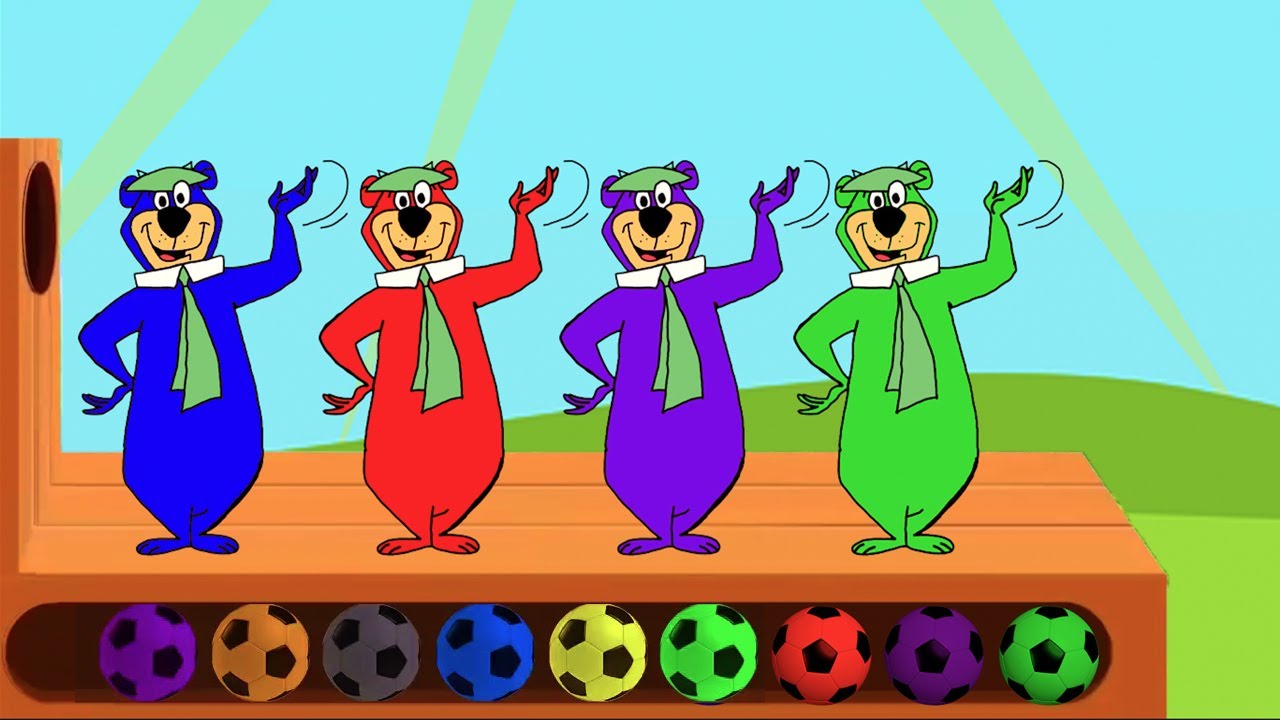 Learn Colors with Colorful Yogi Bear | Coloured Ball And Wooden Hammer ...