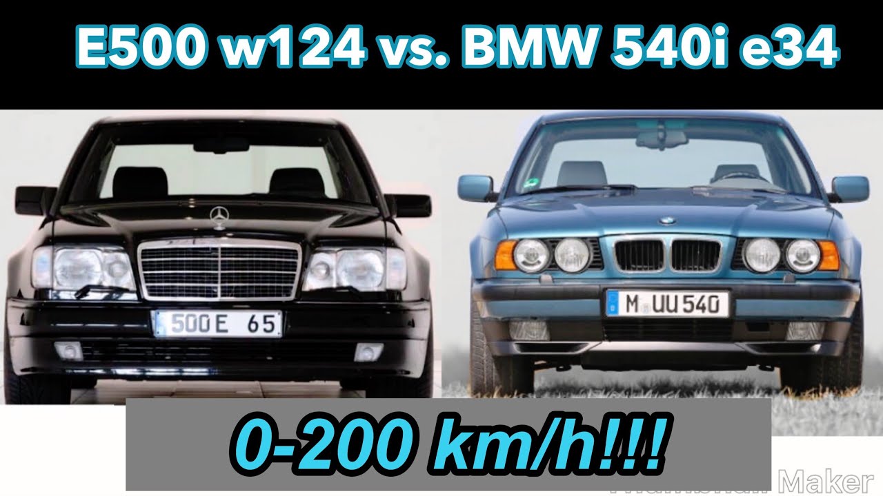 W124 E500 vs. BMW 540i e34 0200 km/h accelerating YouTube