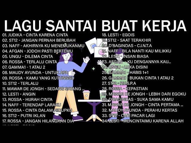 Lagu Santai Saat Kerja 🏆 Bagus Untuk Menaikan Mood Kerja Terbaru 2024🏆Judika,ST12,NaFF,Afgan class=