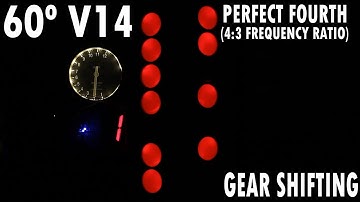 "Perfect fourth" hypothetical 60º bank angle V14 engine audiovisual demonstration - gear shifting