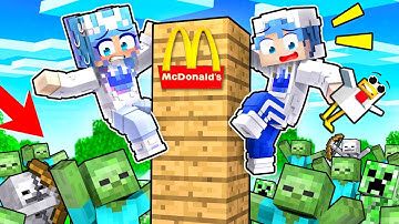 HOW TO SURVIVE MINECRAFT AS A NOOB! Minecraft Survival Mode In MCDONALDS! 🍟 (Part 1)