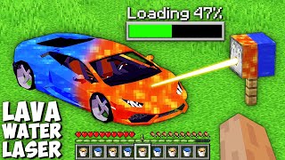 I can USE LAVA LASER TO UPGRADE WATER CAR in Minecraft ! NEW LAVA WATER SUPER CAR !