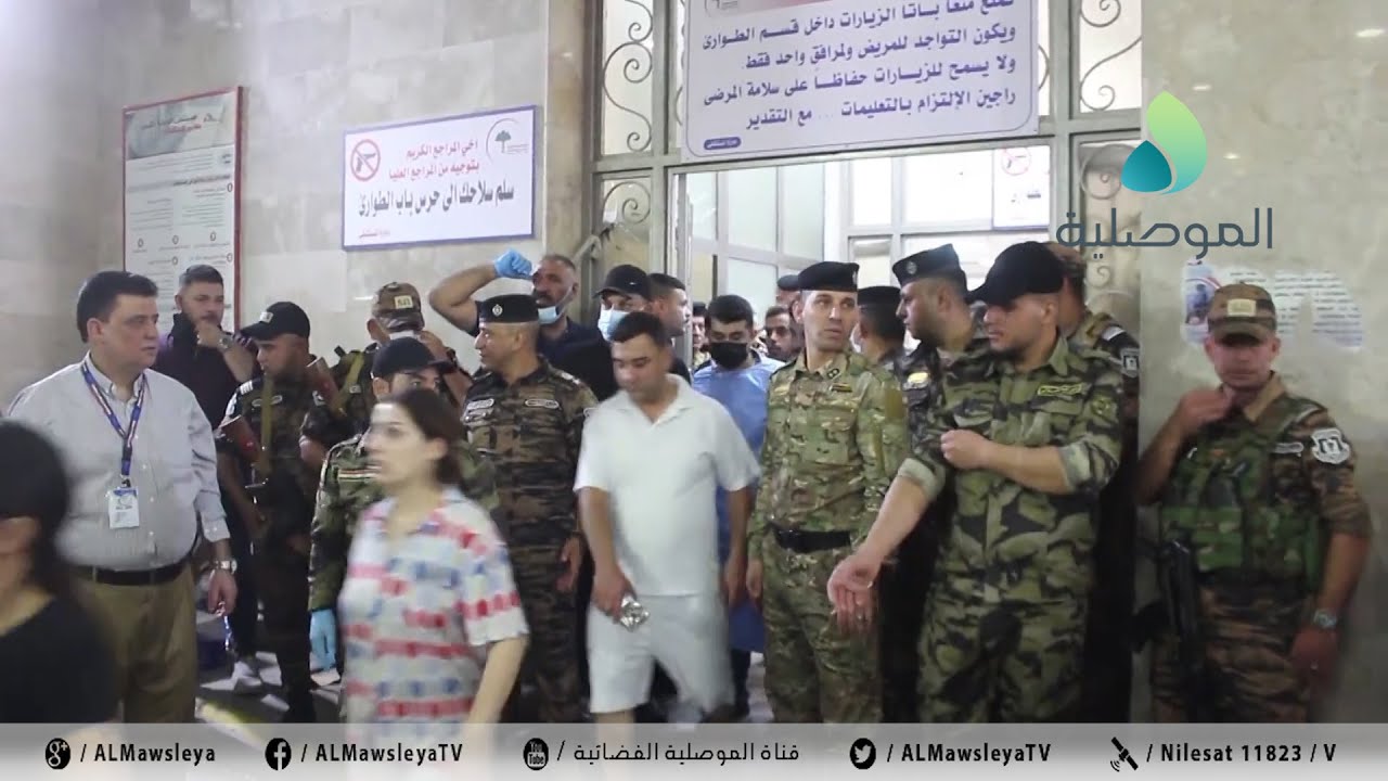 مستشفى السلام بالموصل يستقبل ليلاً منذ الساعات الاولى لحريق الحمدانية اعداد كبيرة من سيارات الاسعاف