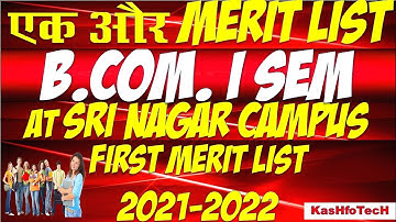 HNBGU Merit List of B.Com I Sem.  for Srinagar Campus | Srinagar Campus Merit List of B.Com. Ist Sem