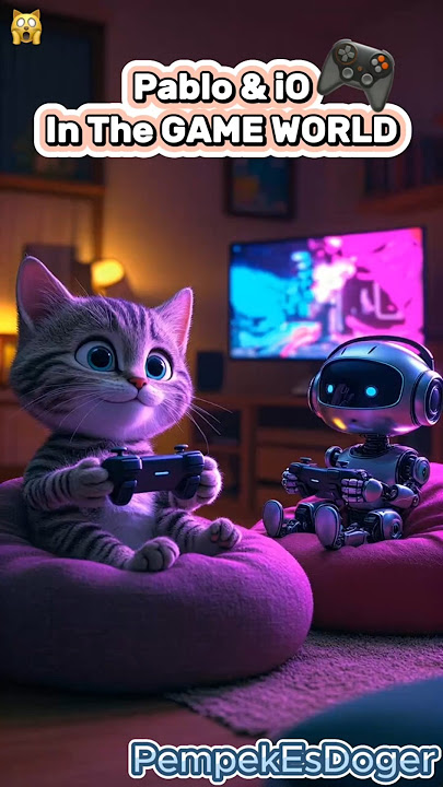 Pablo & iO Get In to GAME WORLD?! 🎮🤖 #games #shorts #cat #robot #viralvideo #ai #fyp