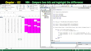 VBA - Compare two lists data in same sheet and highlight the differences