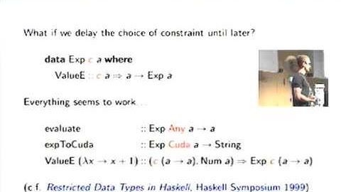 ICFP 2012.  Will Jones:  Deconstraining DSLs.
