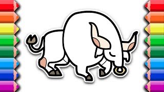 How to draw color an awesome bull | Awesome coloring pages for kids