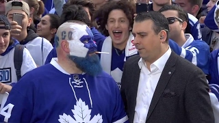 Ahead of game three between leafs and capitals, sid seixeiro met the
man he called his hero, dart guy in maple leaf square.