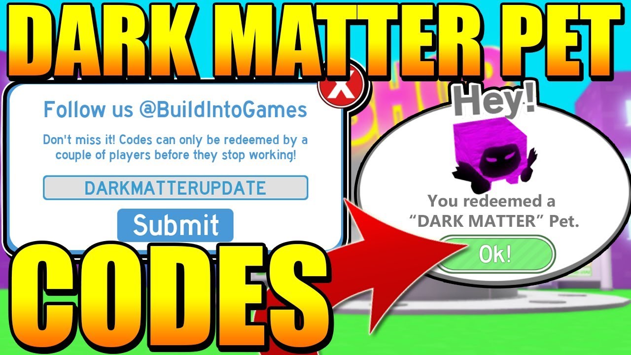 New Dark Matter Pets Update Codes In Pet Simulator Roblox Youtube - codes for pet simulator roblox