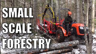 Small Scale Logging With a Kubota Compact Tractor and Forwarding Trailer