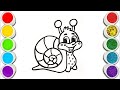 Cute snail Drawing,Painting and Coloring for Kids, Toddlers  Easy Drawing