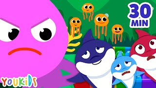 Baby Shark vs Giant Jellyfish | Have Fun Playing with Popit | Youkids Songs for Kids