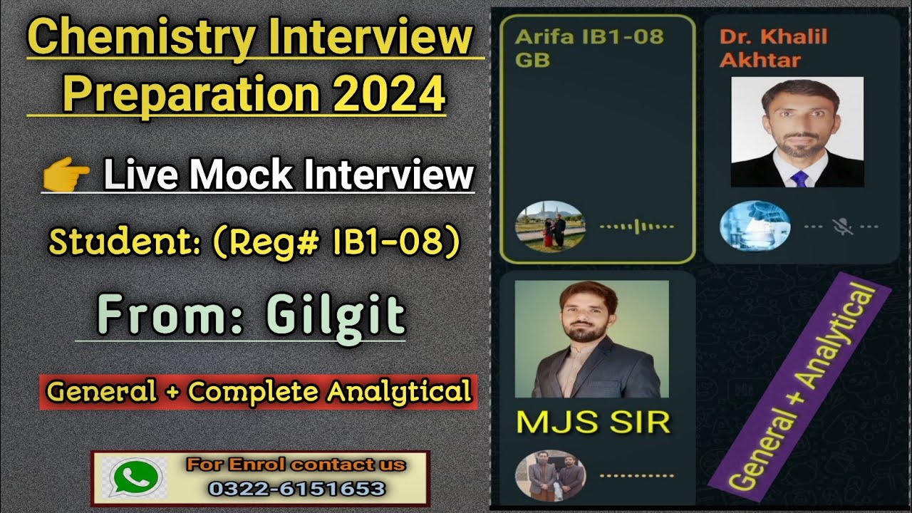 Live Mock Interview-11|Complete Analytical|KPPSC SS Chemistry Interview ...