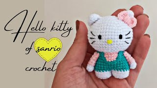 💞hello kitty crochet of sanrio/amigurumi /tutorial crochet/عروسک بافتنی جاکلیدی هلو کیتی/ قلاب بافی