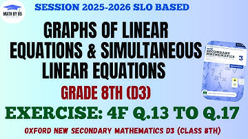 Class 8 Mathematics | Exercise 4F Questions 13 to 17 | Graphs of Simultaneous Linear Equations