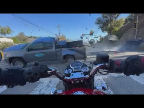 Motorcyclist survives after truck crashes into him on PCH