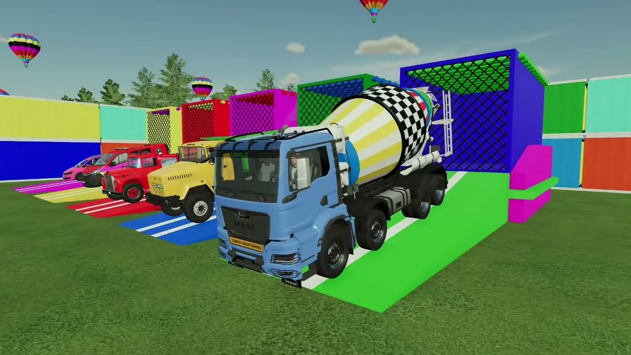 TRANSPORTING ALL COLOR OF MINI TO BIG POLICE CARS, AMBULANCE WITH TRUCKS !! Farming Simulator 