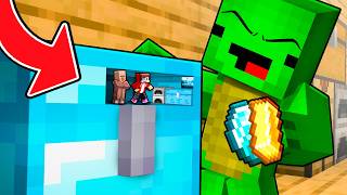 JJ Built Tiny Bases inside Mikey's DIAMOND CHEST in House - Maizen Minecraft