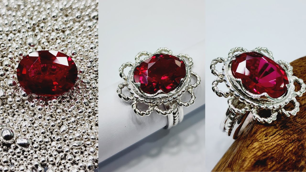how to make Arabic traditional ring // handmade ring with red zircon ...