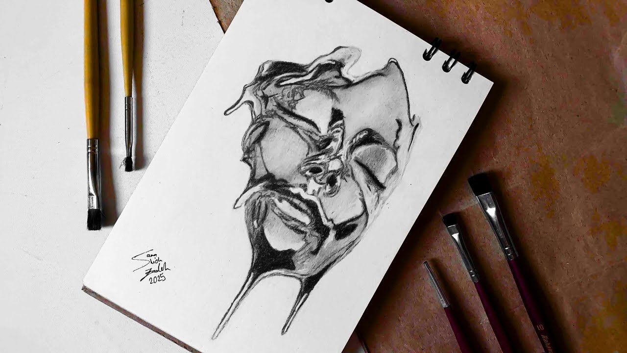 Hyper Realistic Liquid Face Drawing with Pencil | Melting Chrome Art