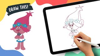 Queen Poppy | Trolls Cartoon Drawing