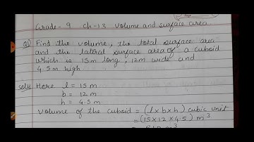 G - 9,math - find the volume, the total surface area, and the lateral surface area of a cuboid which