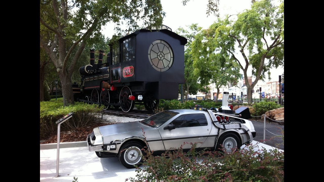 Back to the Future Delorean and train New location car 