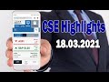 CSE Highlights on 18.03.2021