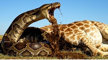 “Reddingshengst in de savanne vecht tegen gigantische python”