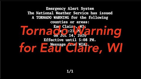 EAS Reenactment Mock: Tornado Warning for Eau Claire County, WI (Black DASDEC Screen) - 07/14/2020