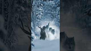 Wolf Pack Hunting Elk in Snow | Epic Winter Hunt | Wildlife Documentary 4k #Shorts #wolves #trending