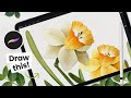 How To Draw: Daffodil Mothers Day Greetings Card • Procreate Tutorial • iPad Art Drawing Lessons