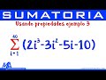 Sumatoria - Notación Sigma | Aplicando propiedades Ejemplo 3