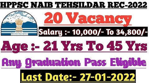 HPPSC Naib Tehsildar Recruitment 2022 Apply Online